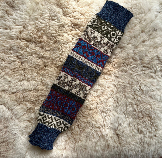 Blue Extra Long Andean Alpaca Leg Warmers