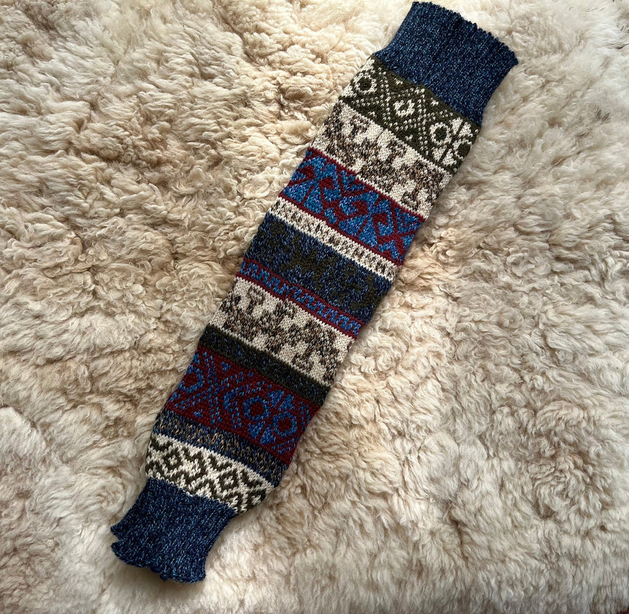 Blue Extra Long Andean Alpaca Leg Warmers