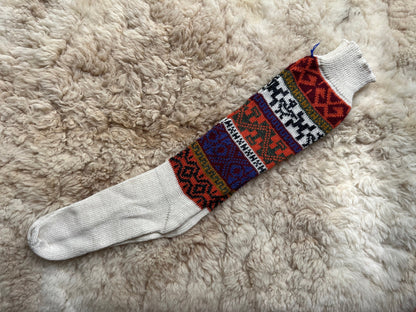 White Fair Isle Knee-High Alpaca Wellie Socks