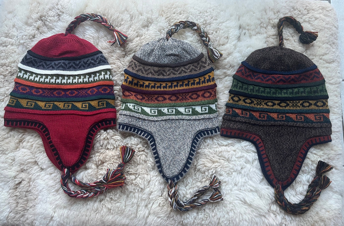 Reversible Alpaca Chullo Hat - Earth Tones, photo 3