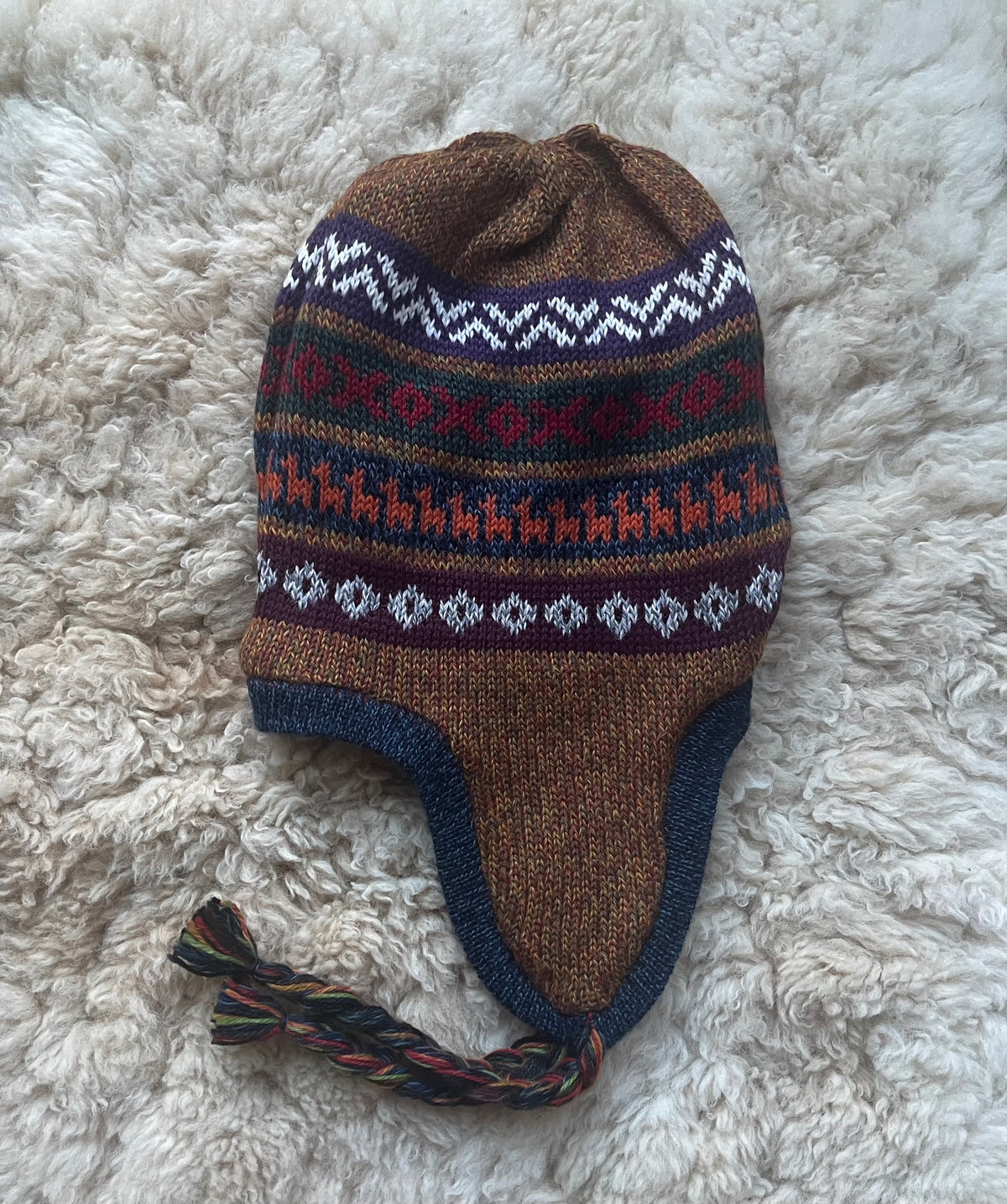 Reversible Alpaca Chullo Hat - Blue & Grey Tones, photo 5