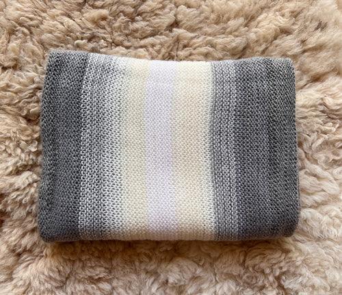 Grey Ombre Stripe Alpaca Blend Scarf