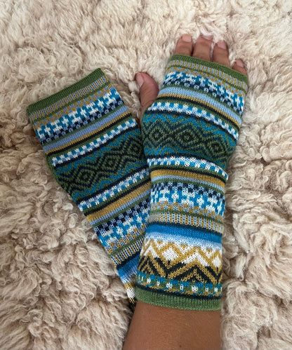 Fair Isle Baby Alpaca Fingerless Gloves - Choose Your Colour, photo 5