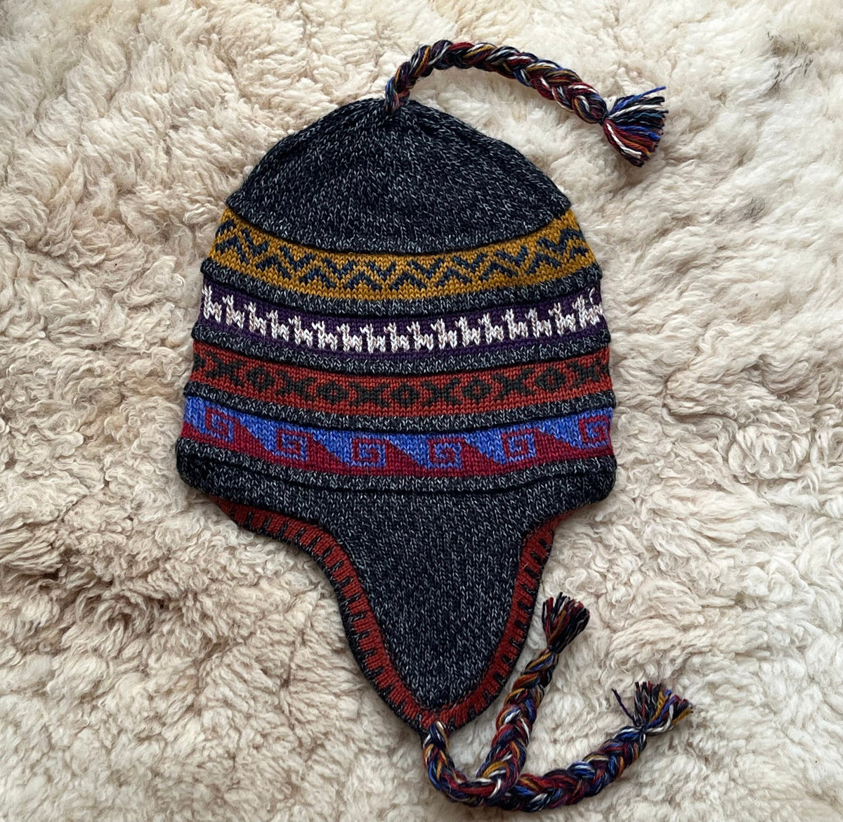 Reversible Alpaca Chullo Hat - Earth Tones, photo 8