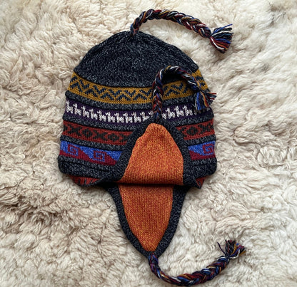 Reversible Alpaca Chullo Hat - Earth Tones, photo 2