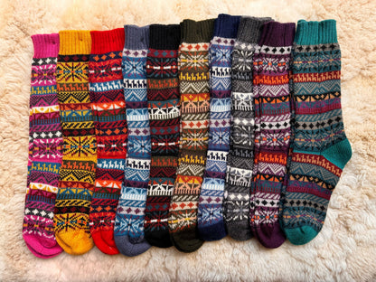 Black Llama Fair Isle Mid-Calf Alpaca Socks, photo 2