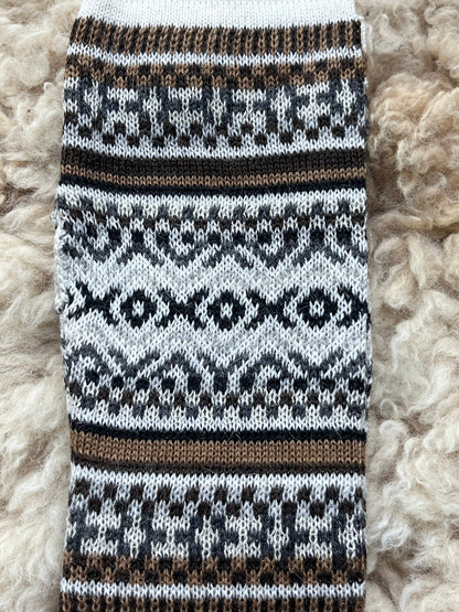 Cream & Cocoa Fair Isle Baby Alpaca Fingerless Gloves, photo 6