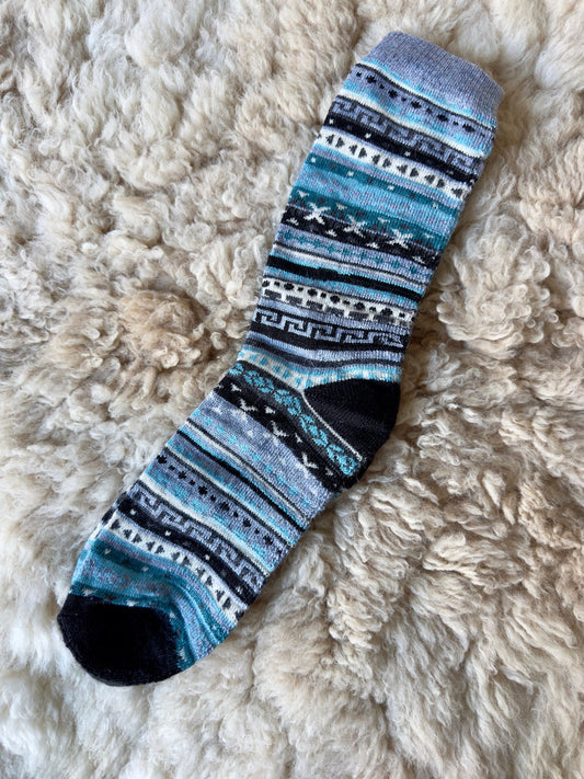 Light Blue Nordic Stripe Baby Alpaca Socks