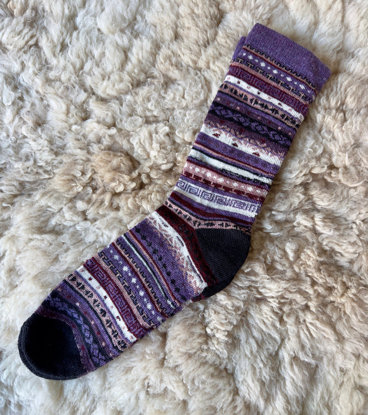 Lilac Nordic Stripe Baby Alpaca Socks