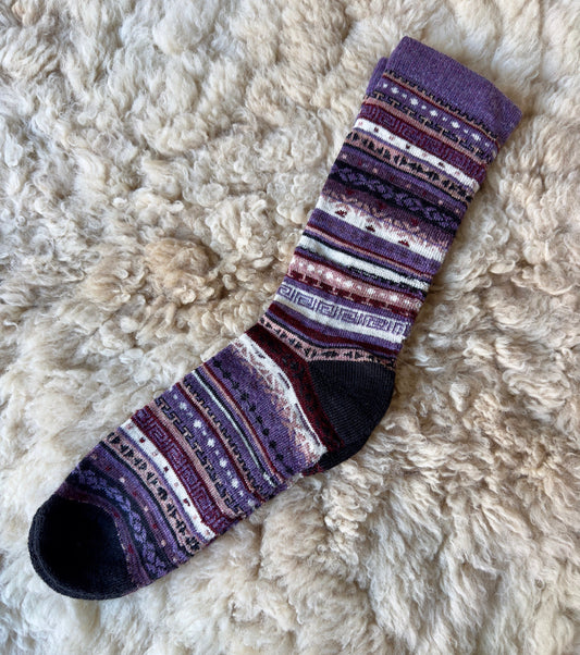 Lilac Nordic Stripe Baby Alpaca Socks