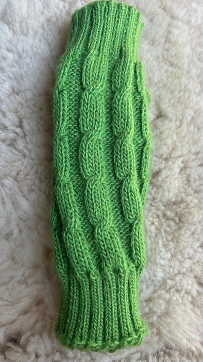 Apple Green Cable Knit Alpaca Fingerless Gloves, photo 5
