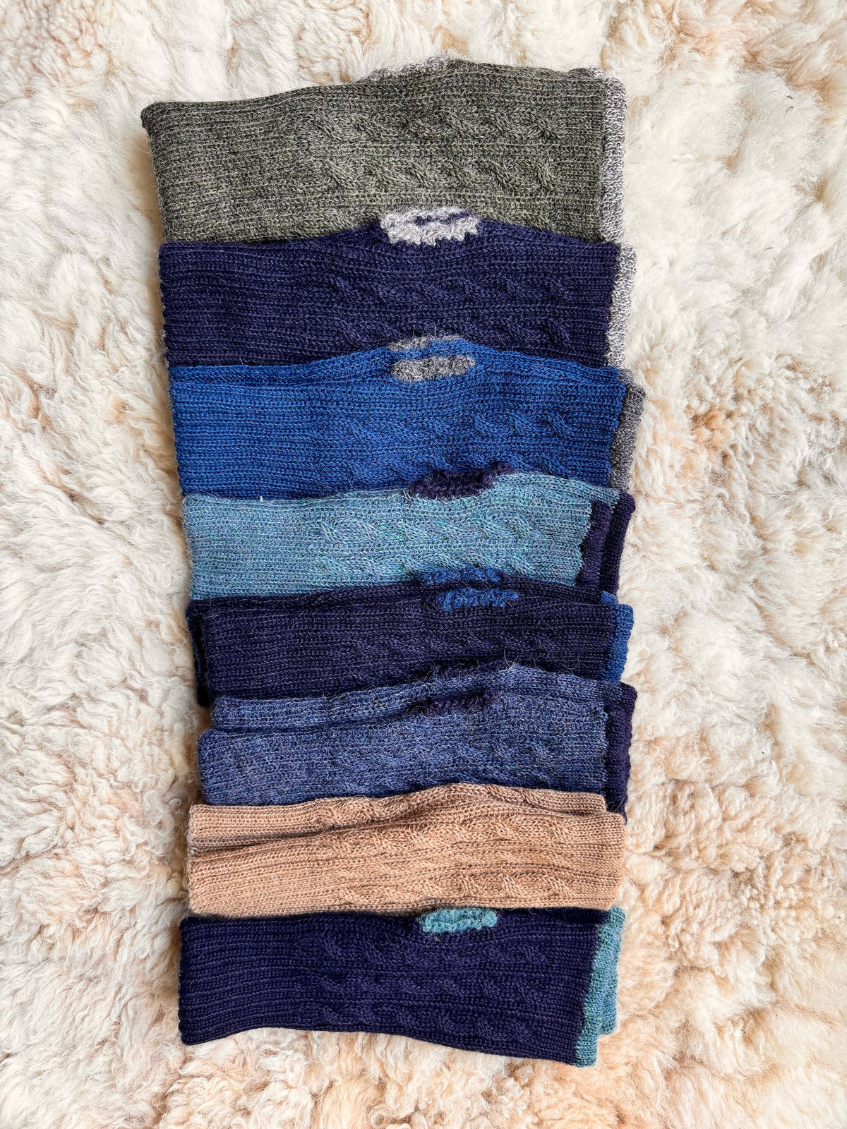 Reversible Cable Knit Alpaca Blend Fingerless Gloves