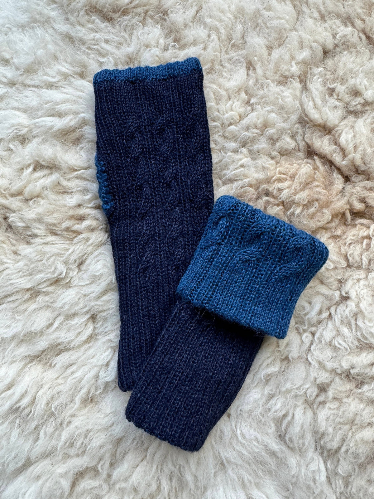 Reversible Cable Knit Alpaca Blend Fingerless Gloves, photo 2