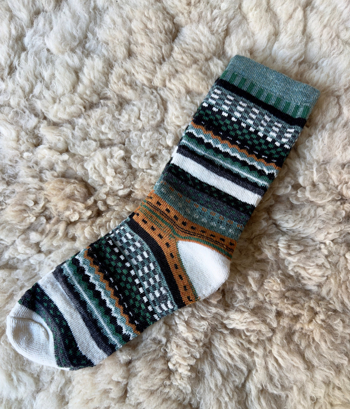Teal Nordic Stripe Baby Alpaca Socks
