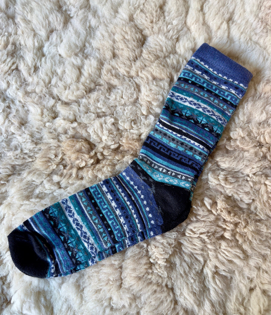 Navy Nordic Stripe Baby Alpaca Socks