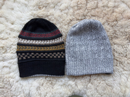 Black & Grey Reversible Geometric Alpaca Slouch Beanie