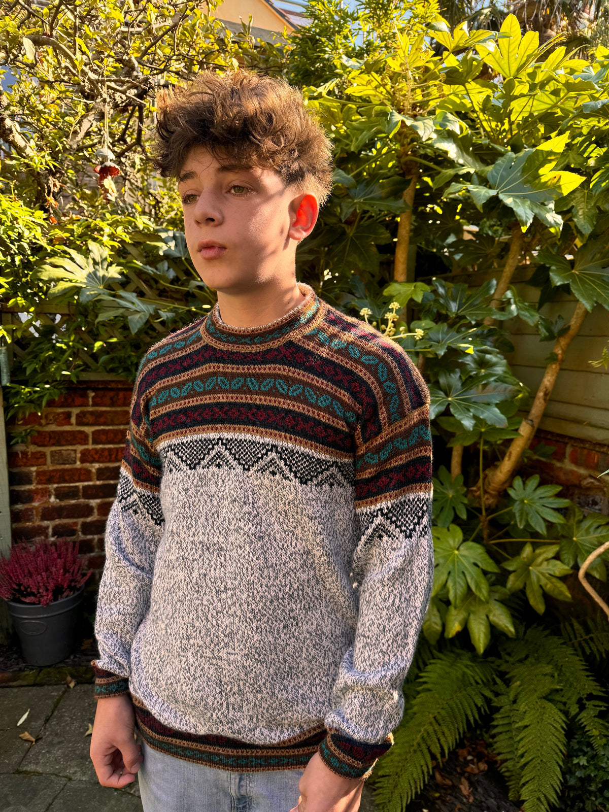 Grey Marl Geometric Yoke Alpaca Jumper, photo 3