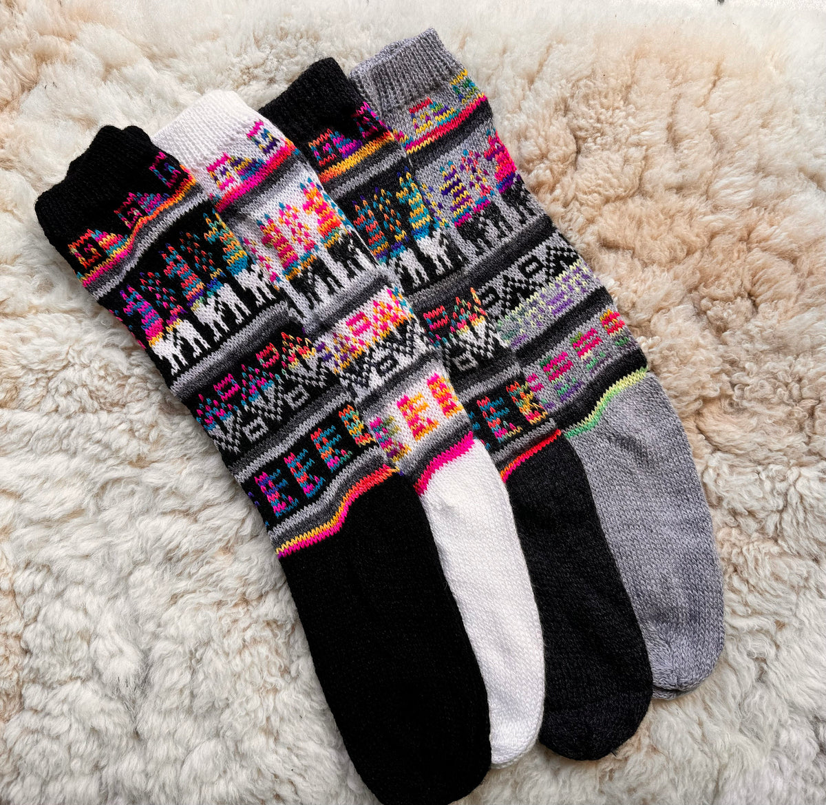 Llama Pattern Long Alpaca Wellie Socks, photo 10