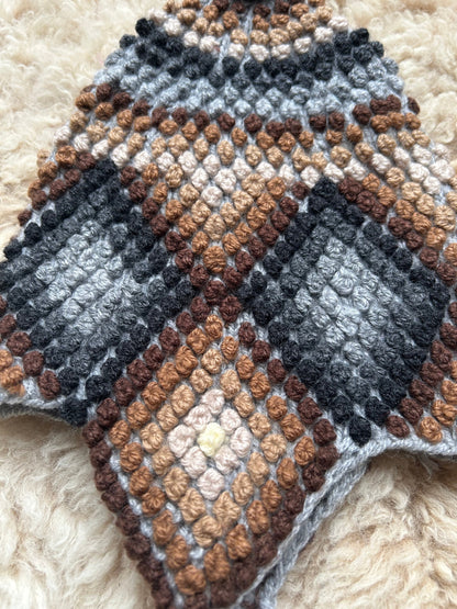 Popcorn Stitch Alpaca Chullo Hat - Natural Browns & Greys, photo 5