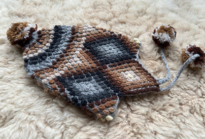 Popcorn Stitch Alpaca Chullo Hat - Natural Browns & Greys, photo 7