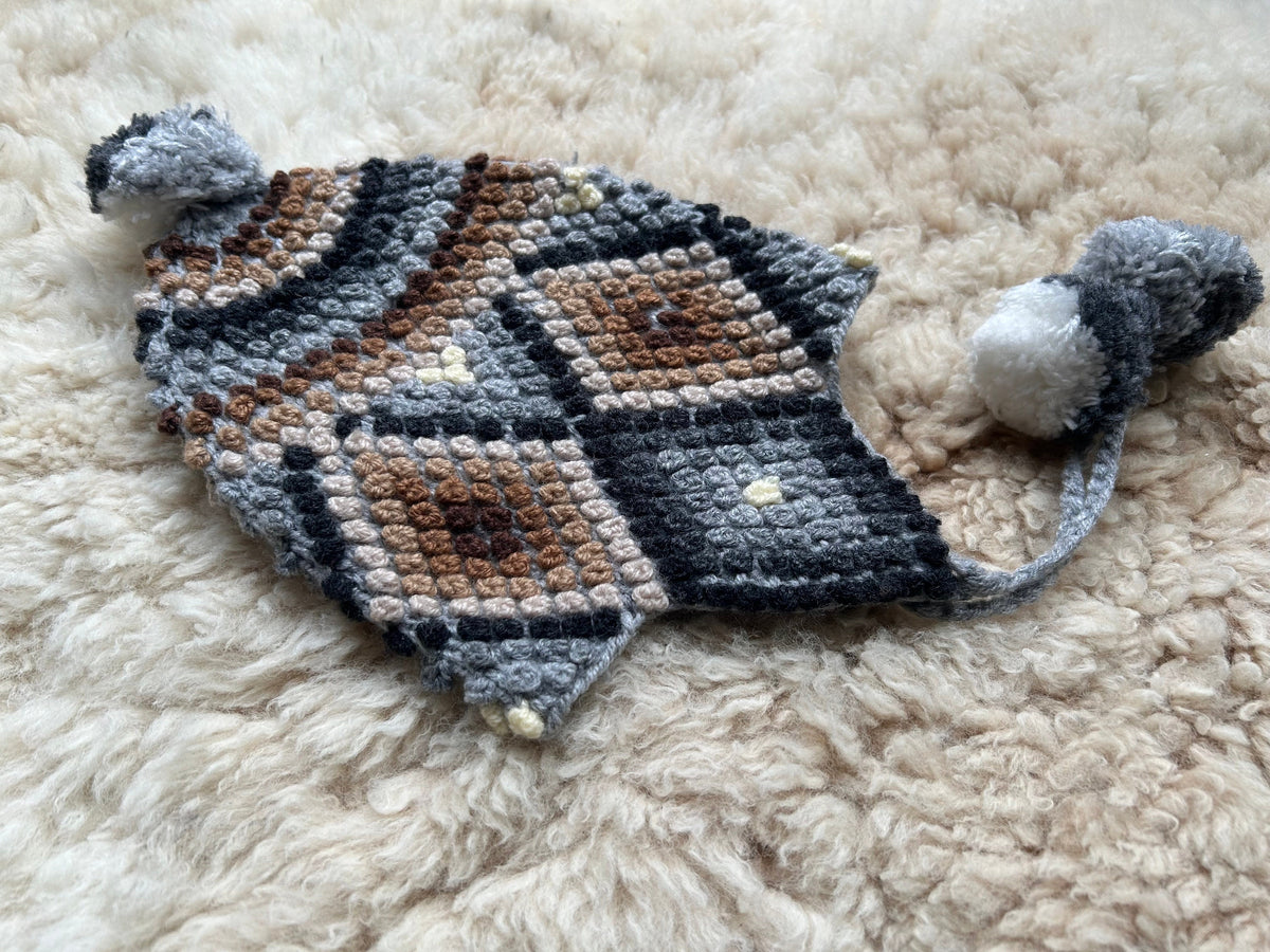 Popcorn Stitch Alpaca Chullo Hat - Natural Browns & Greys, photo 8