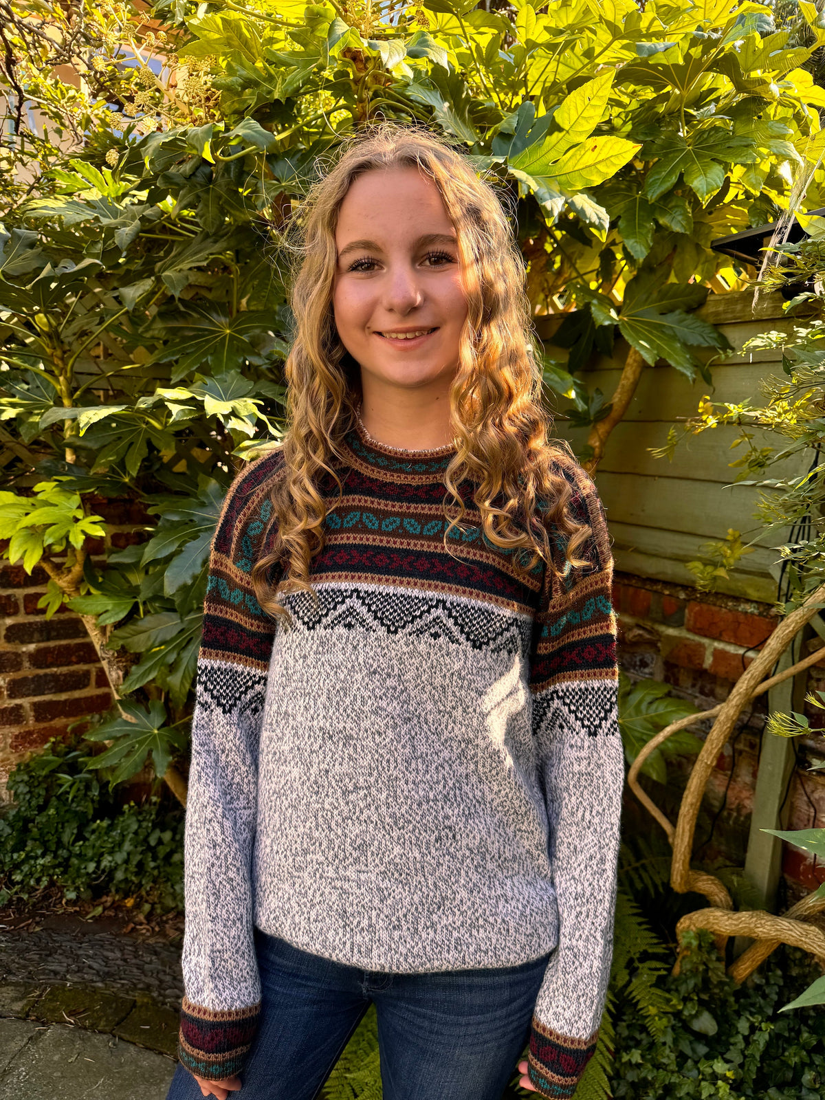 Grey Marl Geometric Yoke Alpaca Jumper, photo 2