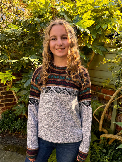 Grey Marl Geometric Yoke Alpaca Jumper, photo 2
