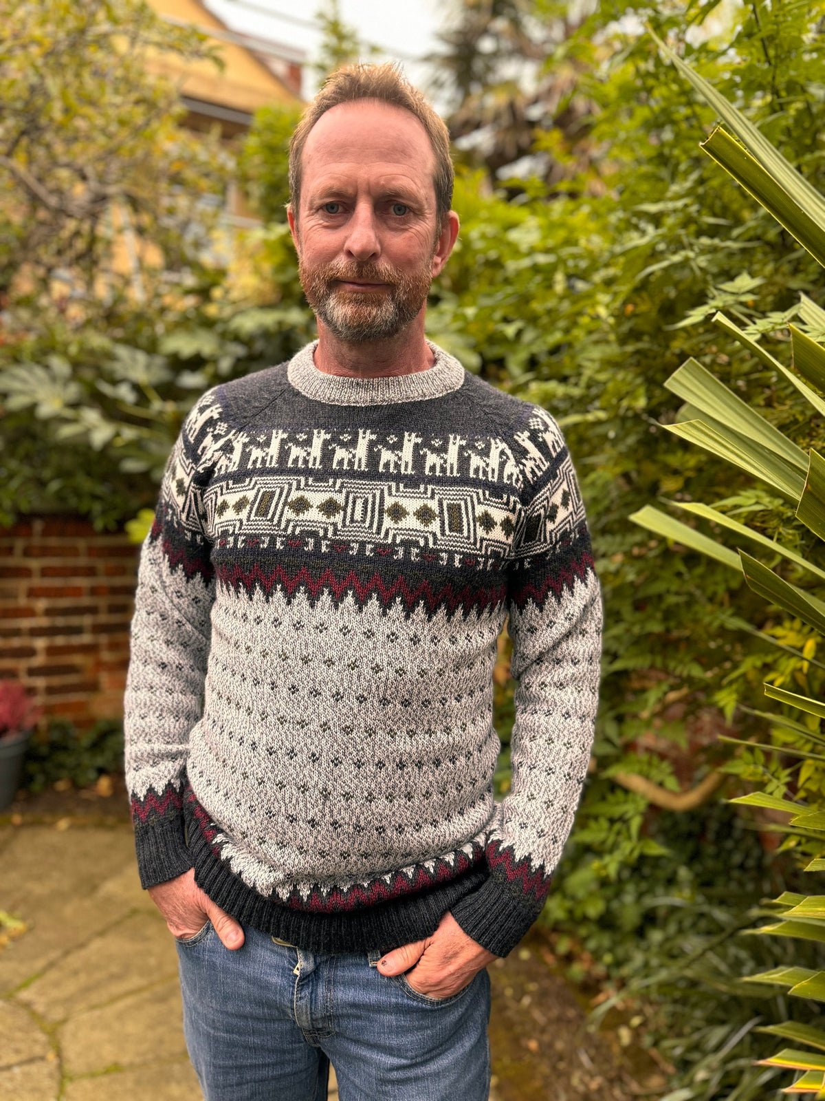 Grey Llama Yoke Alpaca Jumper