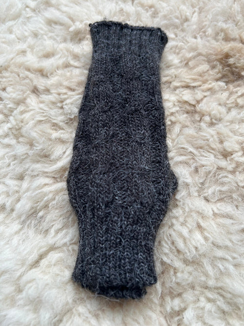 Charcoal Grey Cable Knit Alpaca Fingerless Gloves