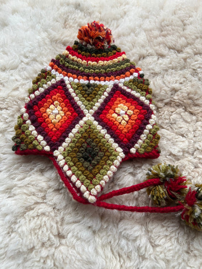 Popcorn Stitch Alpaca Chullo Hat - Vibrant Brights, photo 3