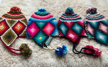 Popcorn Stitch Alpaca Chullo Hat - Vibrant Brights, photo 2