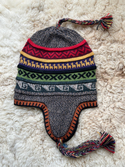 Reversible Alpaca Chullo Hat - Marl & Camel Tones