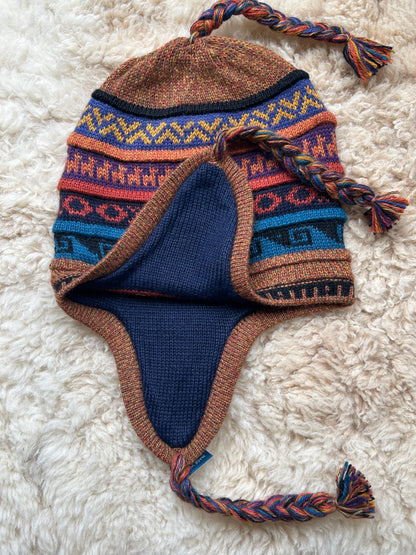 Reversible Alpaca Chullo Hat - Marl & Camel Tones, photo 7