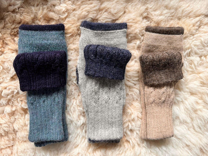 Reversible Baby Alpaca Fingerless Gloves, photo 3