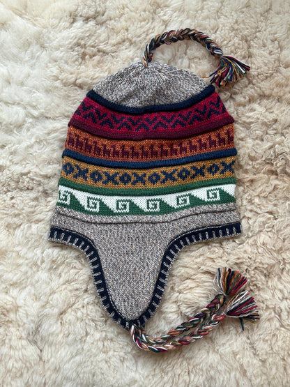 Reversible Alpaca Chullo Hat - Grey & Brown Tones, photo 6
