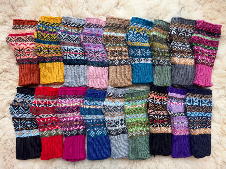 Fair Isle Alpaca Fingerless Gloves