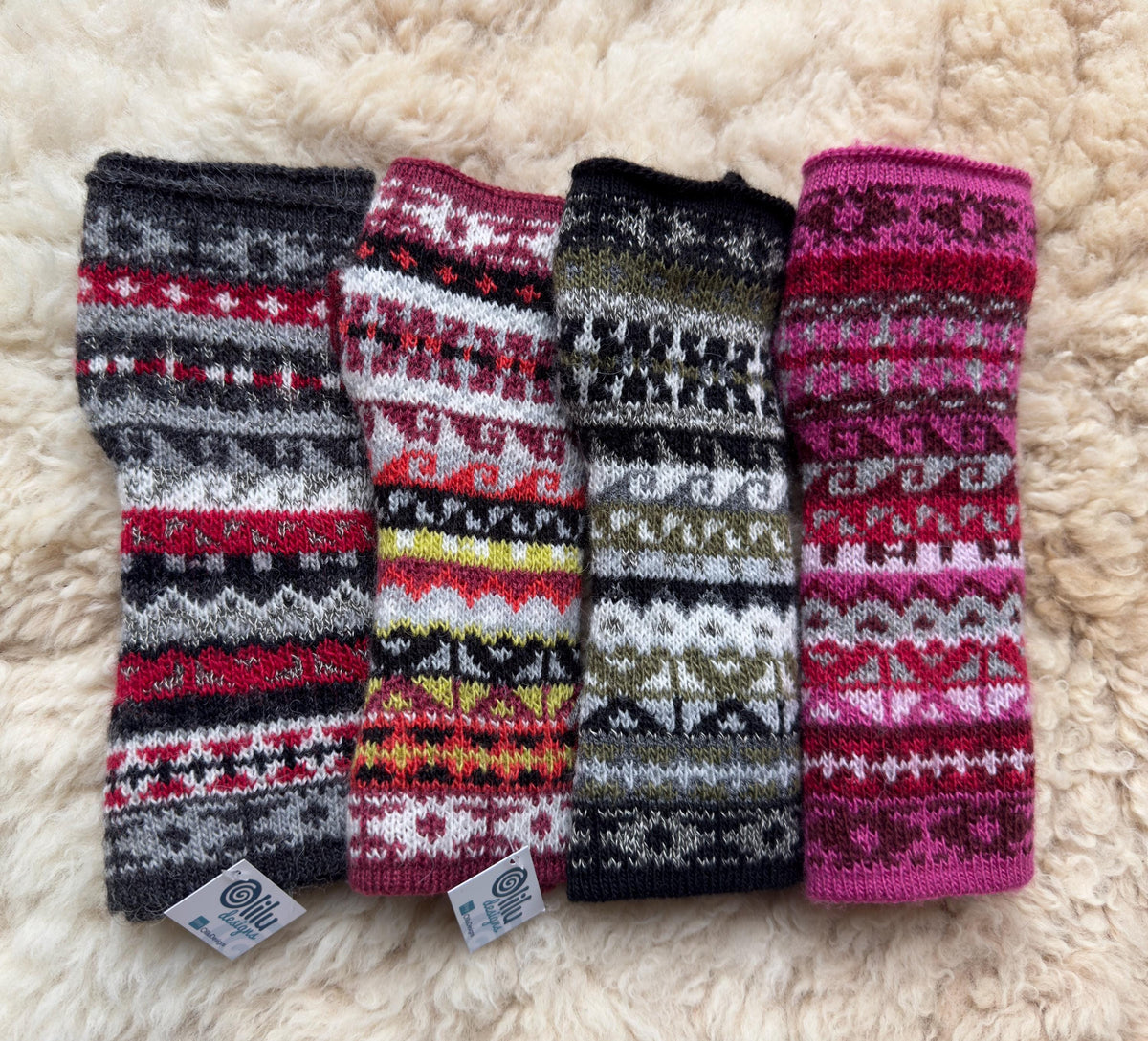 Peruvian Striped Alpaca Fingerless Gloves - Choose Your Design