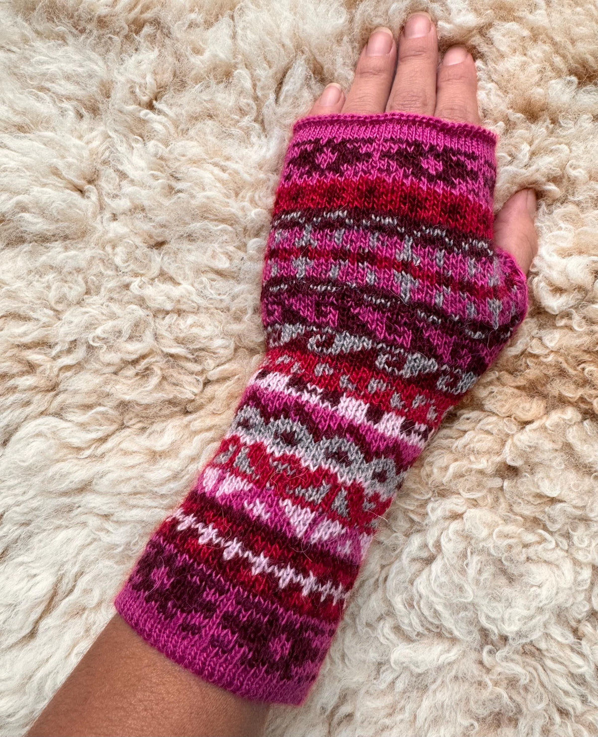 Peruvian Striped Alpaca Fingerless Gloves - Choose Your Design, photo 2