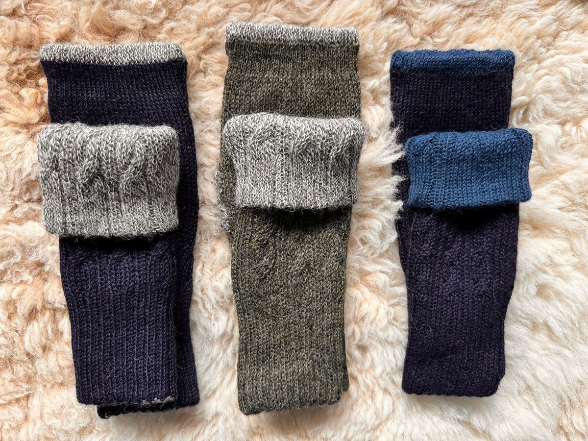 Reversible Baby Alpaca Fingerless Gloves