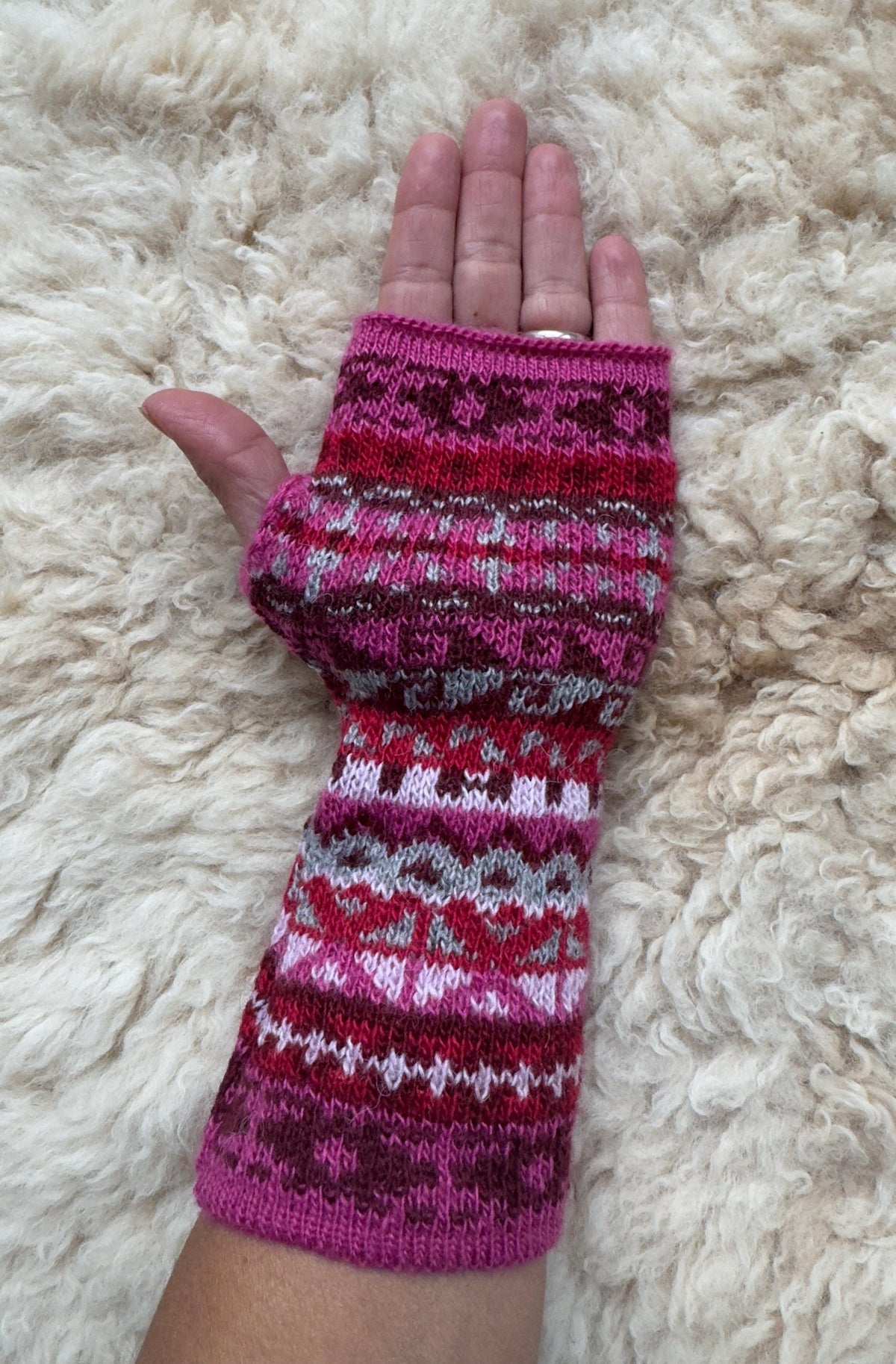 Peruvian Striped Alpaca Fingerless Gloves - Choose Your Design, photo 5