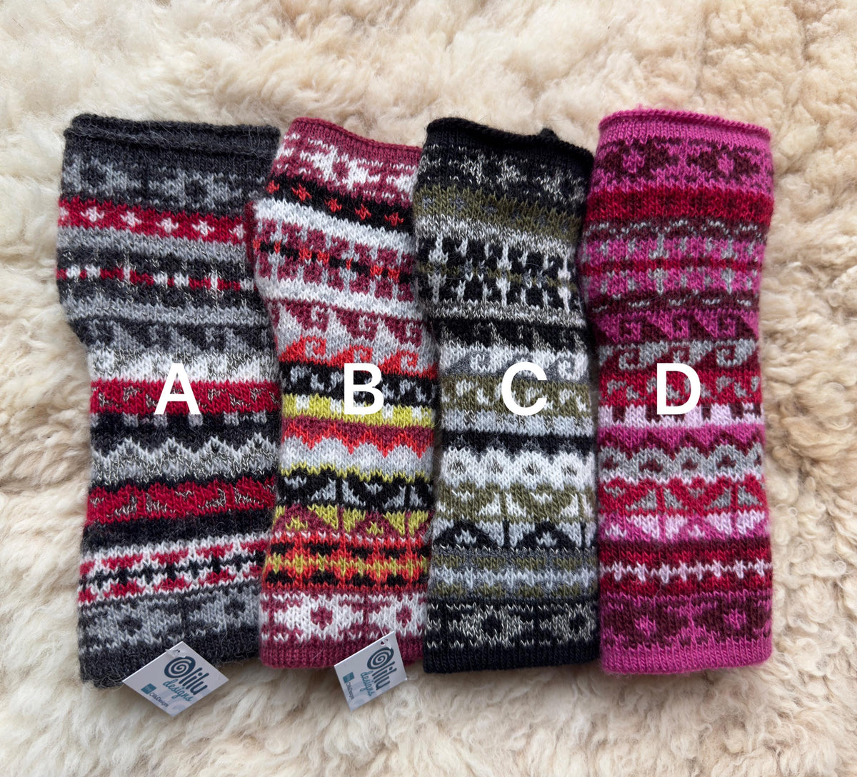 Peruvian Striped Alpaca Fingerless Gloves - Choose Your Design, photo 3