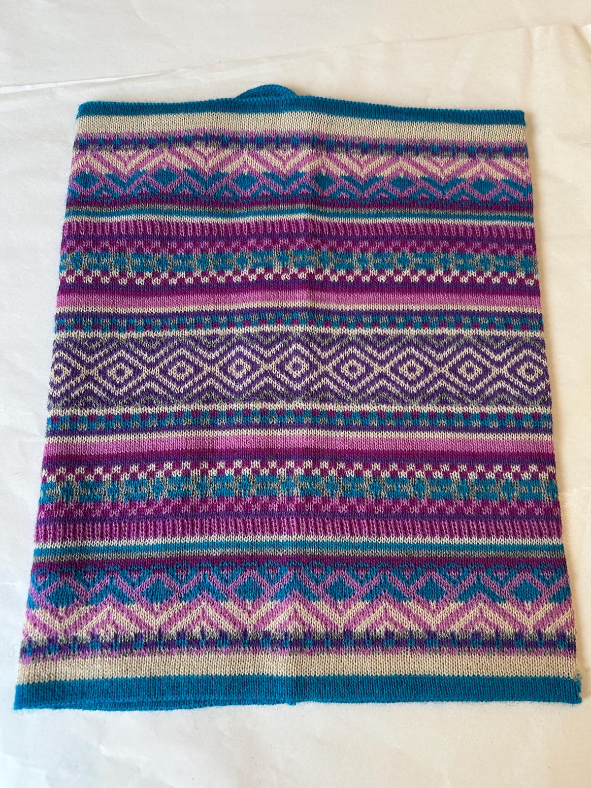 Purple Baby Alpaca Fair Isle Snood & Slouch Hat, photo 2