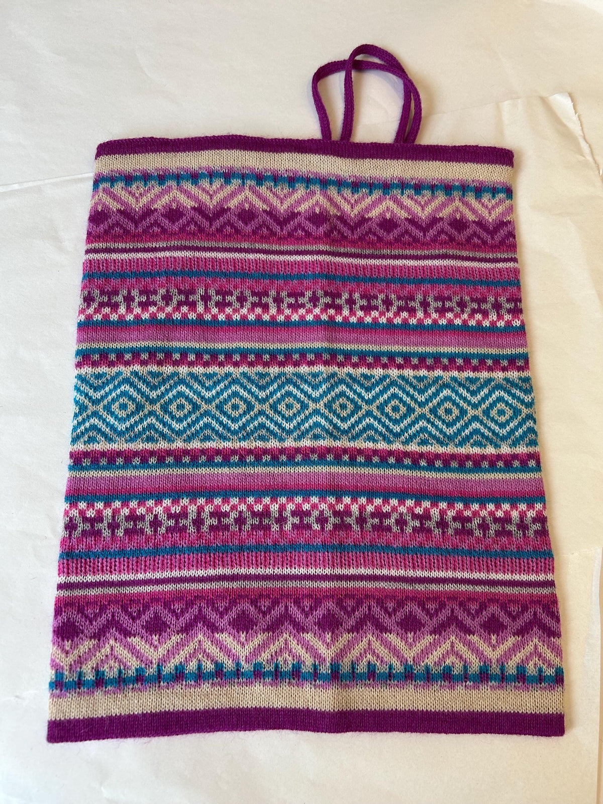 Purple Baby Alpaca Fair Isle Snood & Slouch Hat, photo 3
