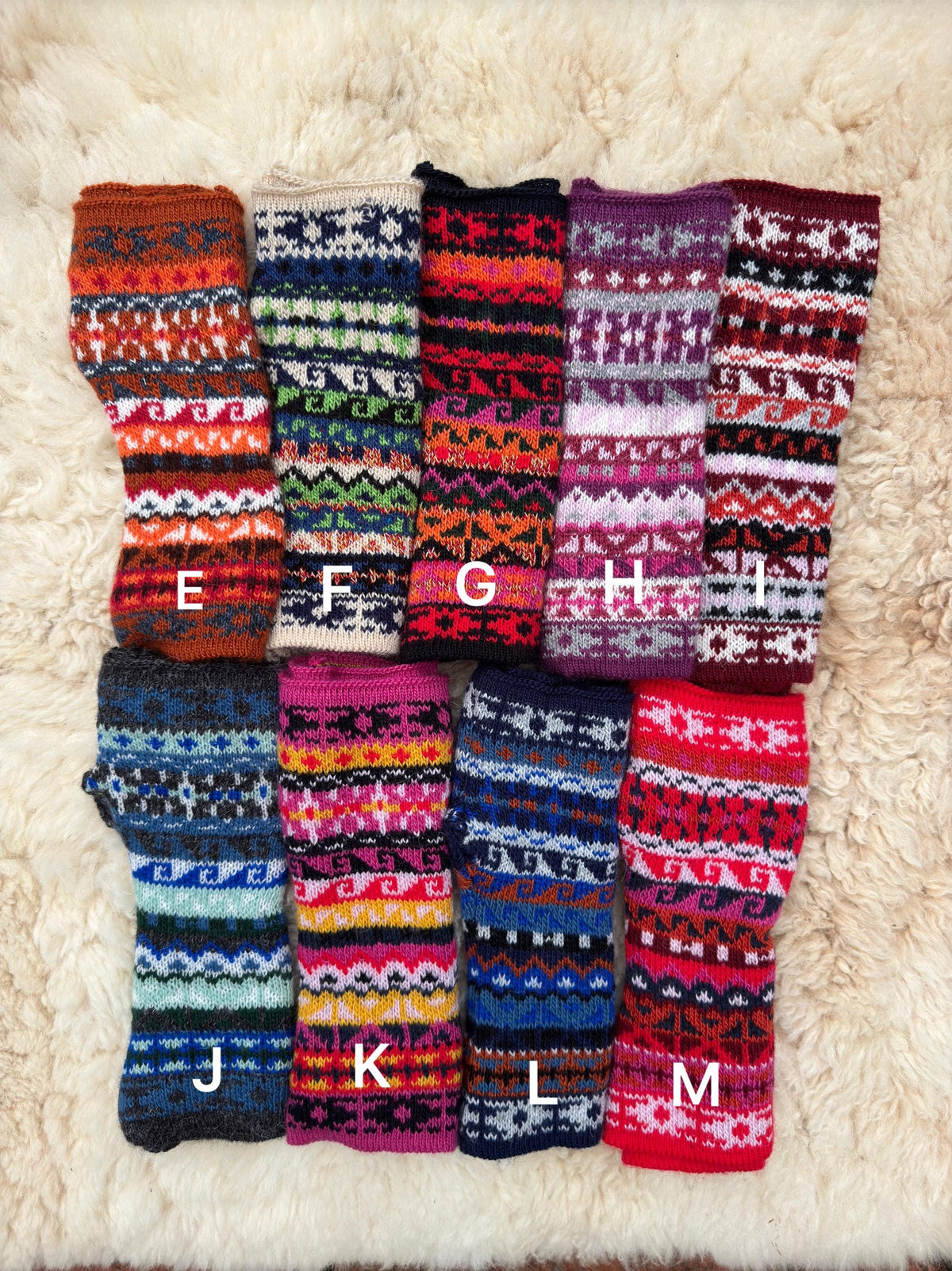 Peruvian Striped Alpaca Fingerless Gloves - Choose Your Design, photo 4