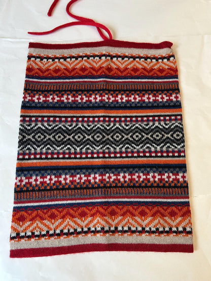 Red & Orange Baby Alpaca Fair Isle Snood & Slouch Hat, photo 6