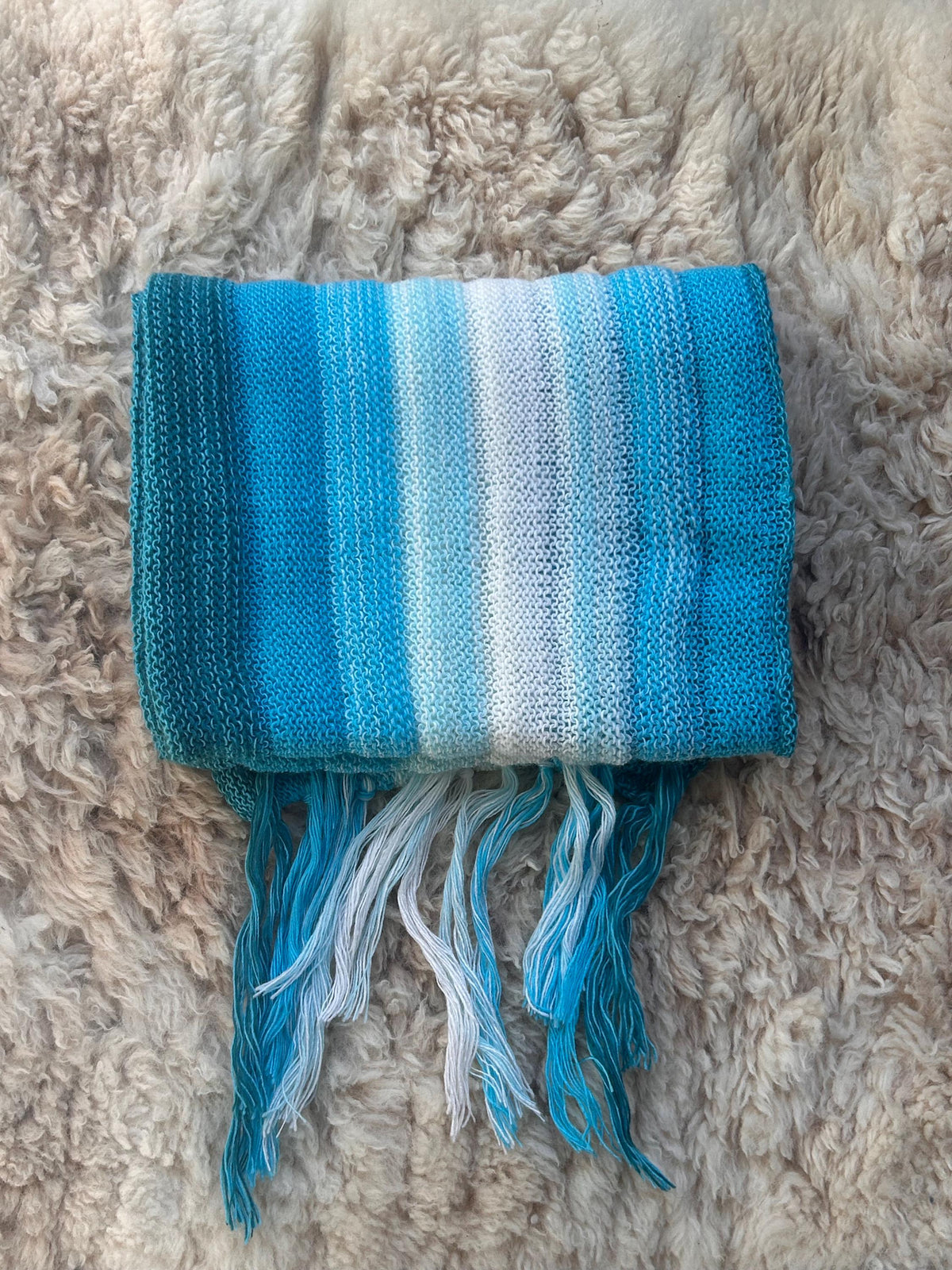 Blue Ombre Stripe Alpaca Blend Scarf, photo 5