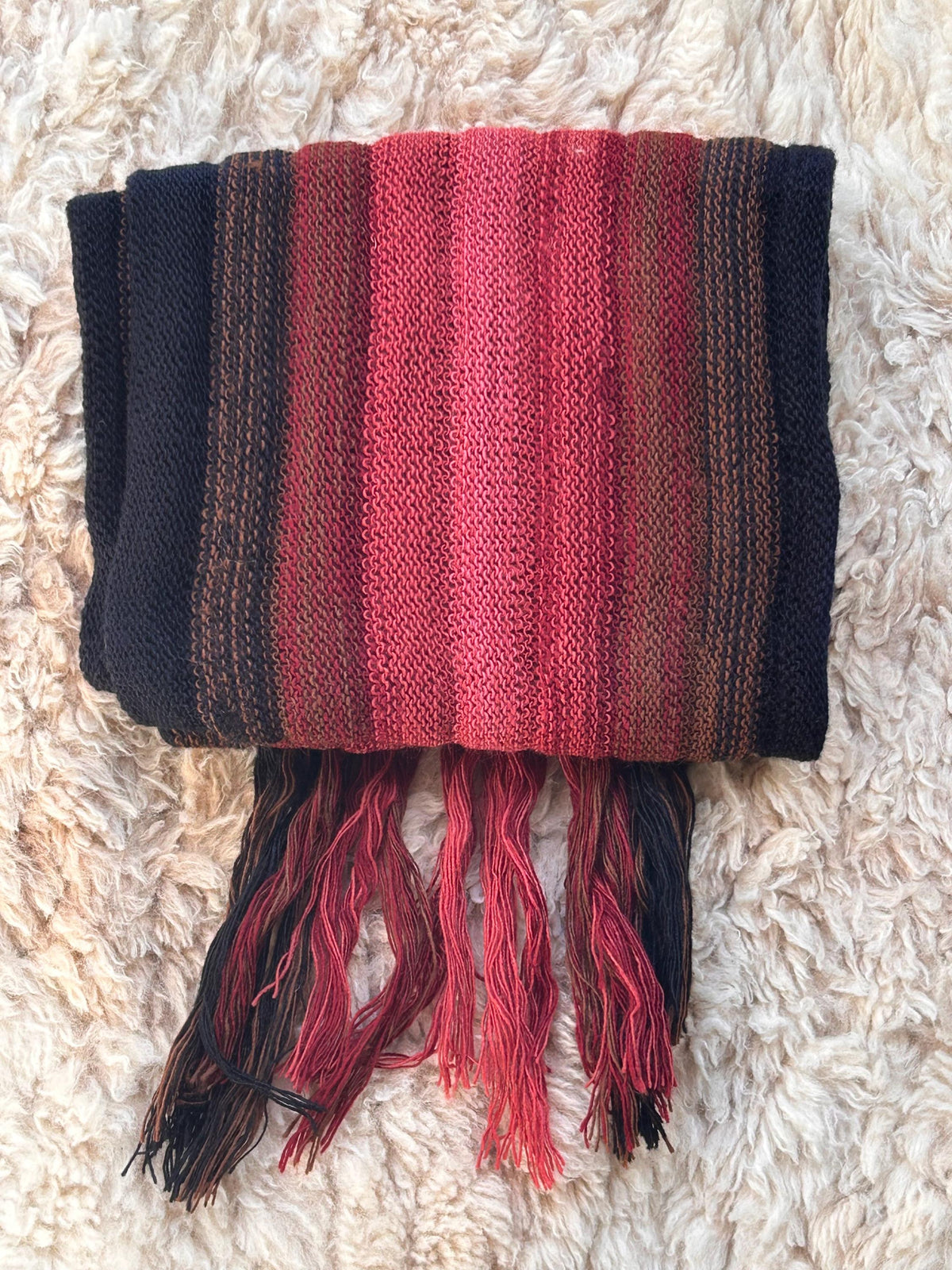 Pink & Red Ombre Stripe Alpaca Blend Scarf, photo 6