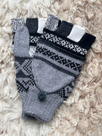 Hot Pink & Neutrals Fair Isle Convertible Alpaca Mittens, photo 5