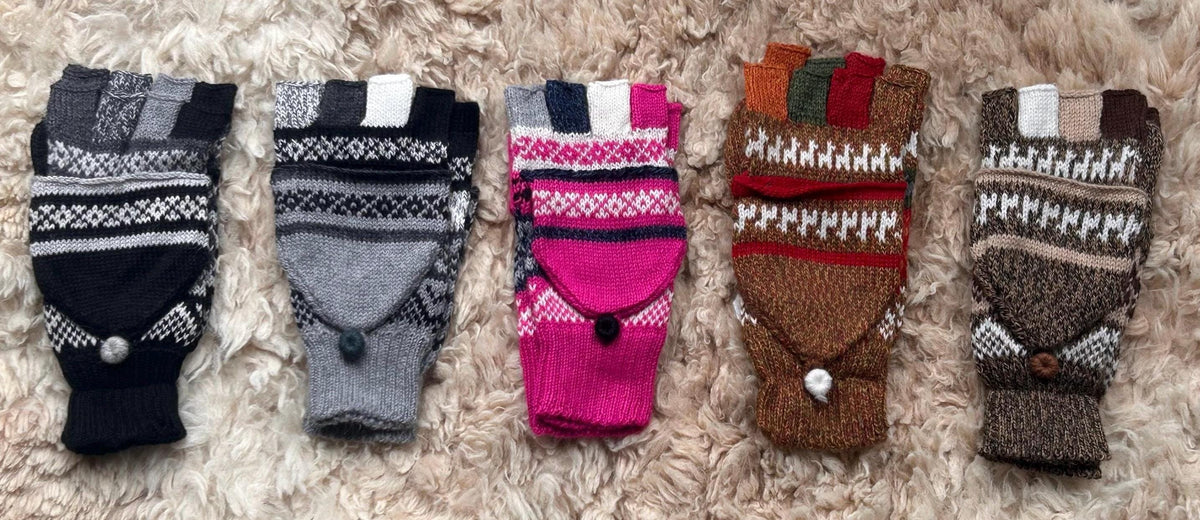 Hot Pink & Neutrals Fair Isle Convertible Alpaca Mittens, photo 8