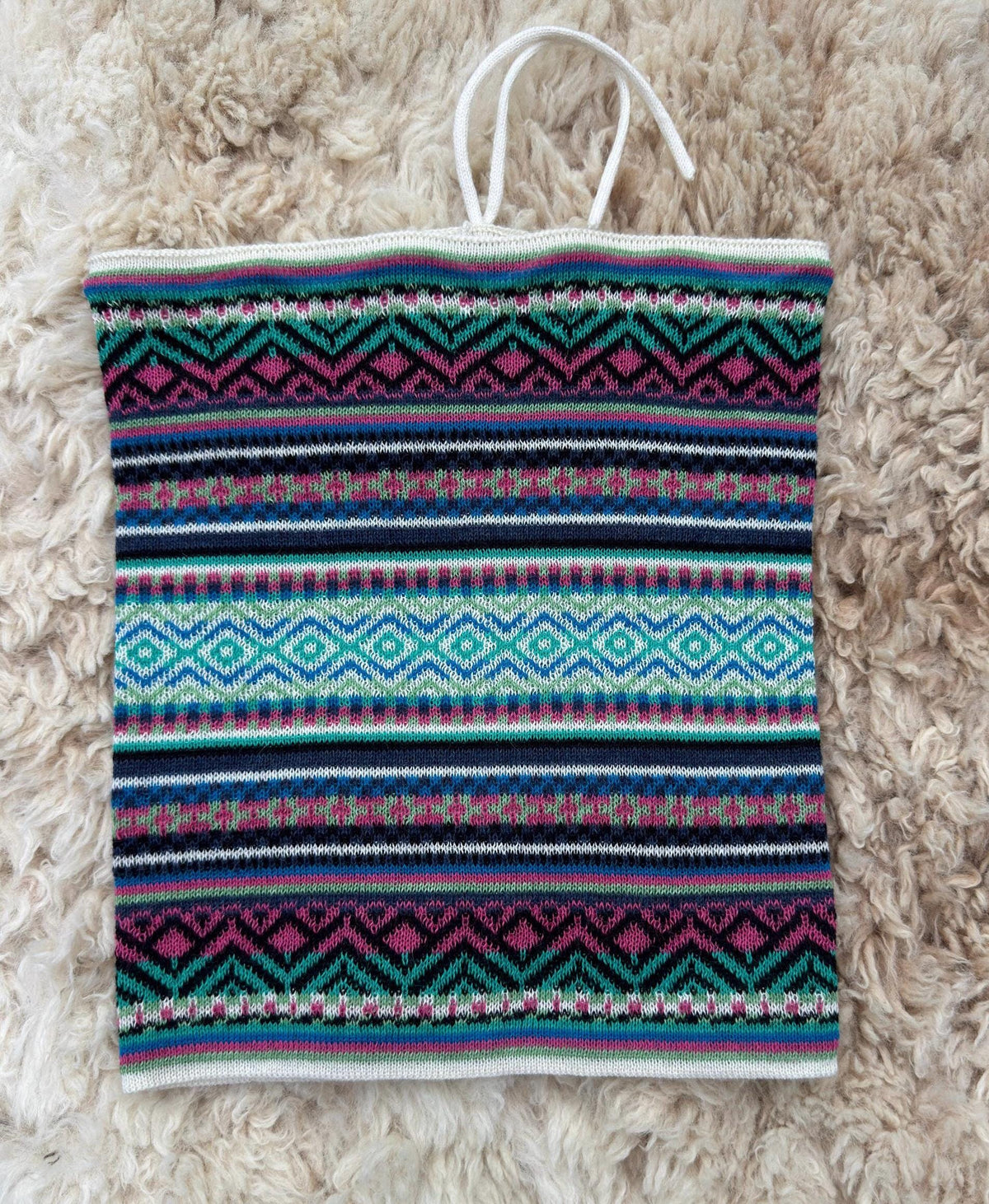 Blue & Green Baby Alpaca Fair Isle Snood & Slouch Hat, photo 4
